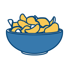 Potato chips on bowl icon vector illustration graphic design