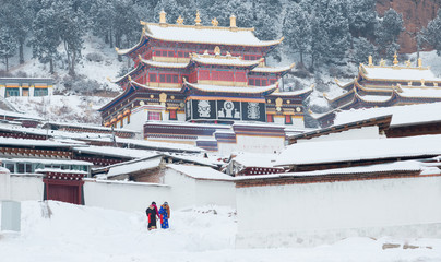 the landscape of Langmusi Temple in Sichuan, China