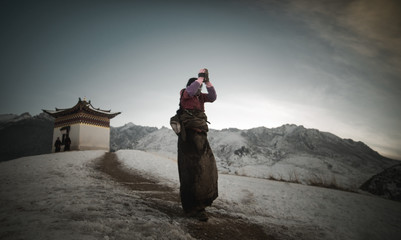 the landscape of Langmusi Temple in Sichuan, China