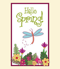 Hello spring card icon vector illustration graphic design
