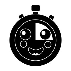 kawaii chronometer speed timer cartoon character vector illustration black and white image