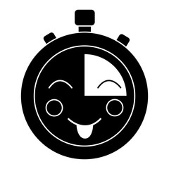 kawaii chronometer speed timer cartoon character vector illustration black and white image