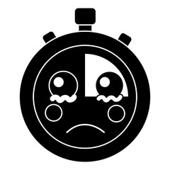 kawaii chronometer speed timer cartoon character vector illustration black and white image