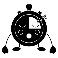 kawaii chronometer speed timer cartoon character vector illustration black and white image