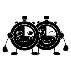 cartoon chronometer countdown speed timer object vector illustration black and white image