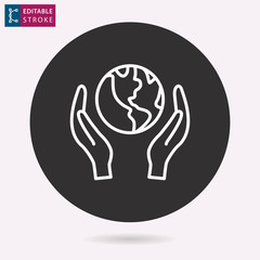 Globe line vector icon. Editable stroke.