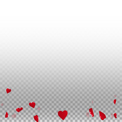 3d hearts valentine background. Abstract bottom on transparent grid light background. 3d hearts valentines day admirable design. Vector illustration.