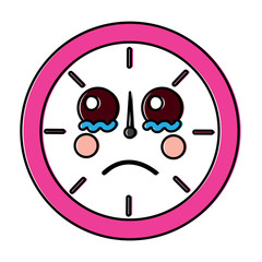 kawaii round clock time cartoon character vector illustration outline design
