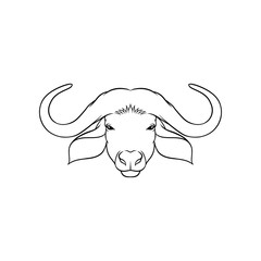 Sketch of muskoxes head, portrait of forest animal black and white hand drawn vector Illustration