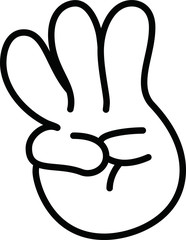 Hand sign Point 3 B & W.eps