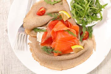 buckwheat crepe with smoked salmon