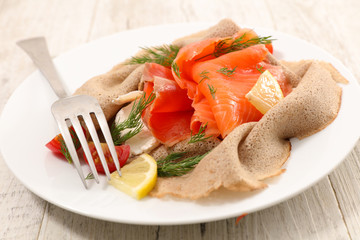 buckwheat crepe with smoked salmon