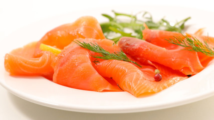 smoked salmon slices and dill