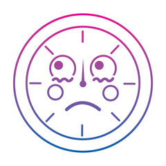 Obraz premium sad clock kawaii icon image vector illustration design purple to blue ombre line
