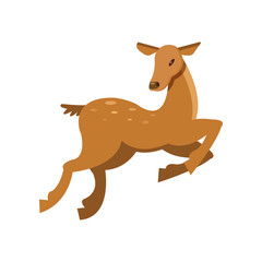 Fototapeta na wymiar Spotted fallow roe deer jumping, wild animal cartoon vector Illustration