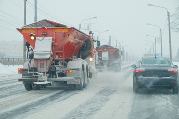 cleaning equipment snow on the road
