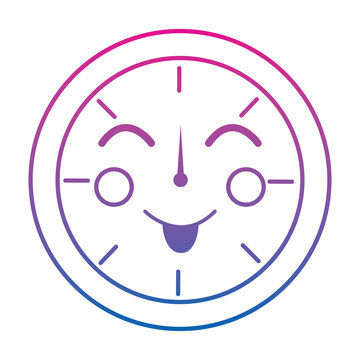 happy clock kawaii icon image vector illustration design purple to blue ombre line