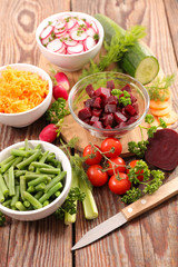selection of vegetable salad in bowl