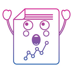 document sheet graph kawaii cartoon vector illustration color line gradient