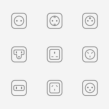 Electric outlet line icons.