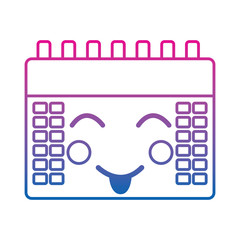 calendar event cute kawaii cartoon vector illustration color line gradient