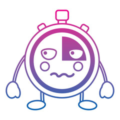 kawaii chronometer speed timer cartoon character vector illustration color line gradient