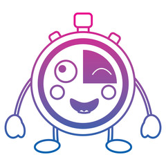 kawaii chronometer speed timer cartoon character vector illustration color line gradient