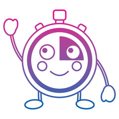 kawaii chronometer speed timer cartoon character vector illustration color line gradient