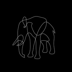 Abstract elephant. Isolated on black background. Vector outline illustration.