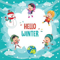 Fototapeta premium Vector Illustration Of Winter Scene
