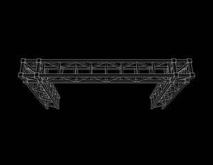 Truss construction. Isolated on black background. Vector outline illustration.