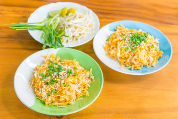 Thai food Pad thai , Stir fry is noodle food Thai traditional style (Thailand's national dishes).