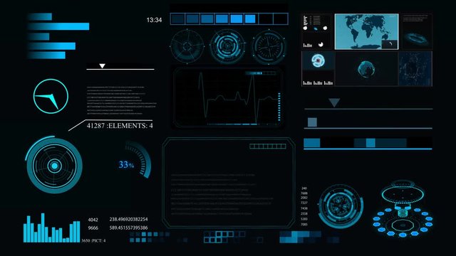 Future concept virtual touch user interface HUD with graphs, Infographic elements, hologram . Interactive screen