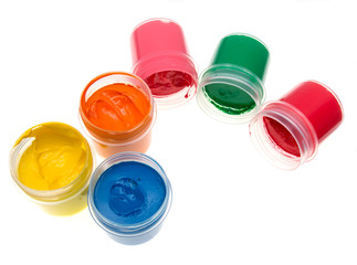 multicolored paint against white background