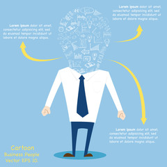 Creative human brain with Creative business, technology and strategy planning web icons Idea, Vector Illustration EPS 10.