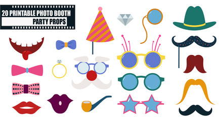 Photo booth props icon set vector illustration © kora_ra_123