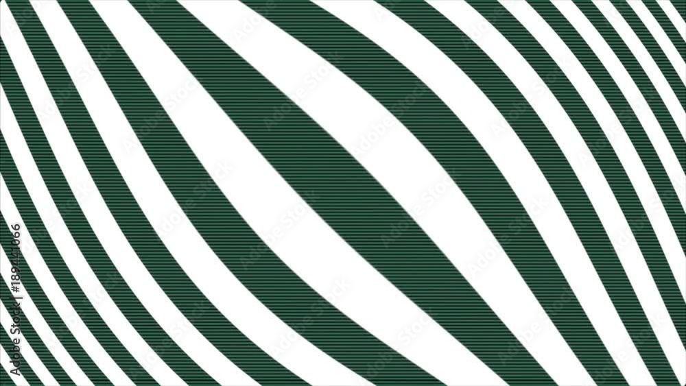 Poster abstract cgi motion graphics and animated background with green and white stripes. black and white a