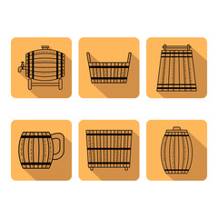 Barrel products. Vector illustration. Flat objects isolated