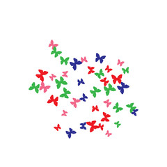 Spring Background with Colorful Butterflies. Simple Feminine Pattern for Card, Invitation, Print. Trendy Decoration with Beautiful Butterfly Silhouettes. Vector Background with Moth