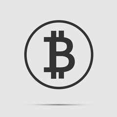 symbol coin bitcoin black icon on white background.