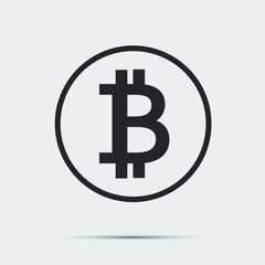symbol coin bitcoin black icon on white background.vector illustration