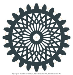 Real spur gear with a decorative pattern. Laser cutting.