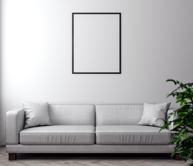 Mockup Poster in the interior, 3D illustration of a modern design