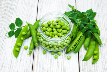 green peas on a table