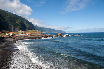 View of the Northern coastline of Madeira, Portugal, in the Sao Vicente area