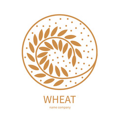 Linear icon of grains of wheat or other grain crops. Business emblems, logo for a beer, agriculture, ecology concepts, health.