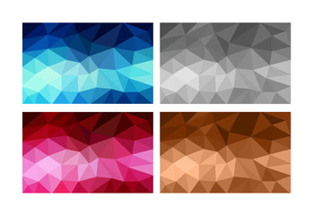 Set Poligon Geometric Background color. Triangle blue, grey, red and brown  background. 