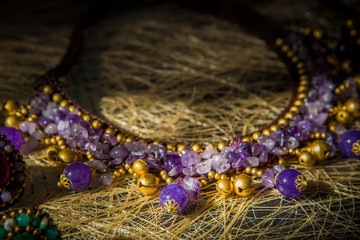 Beautiful stone necklace decorated beautifully.