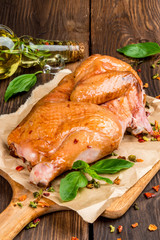 Plovina smoked chicken filmed in decor