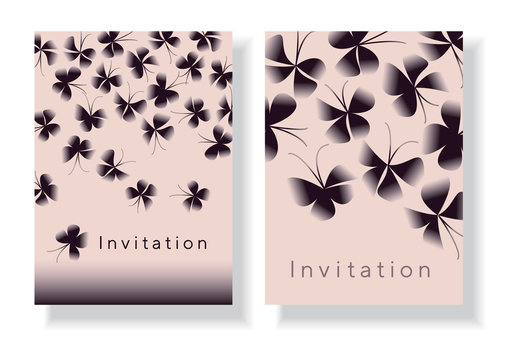 Elegant gold and black butterfly composition for card, invitation. Simple luxury floral vector illustration for surface design.
